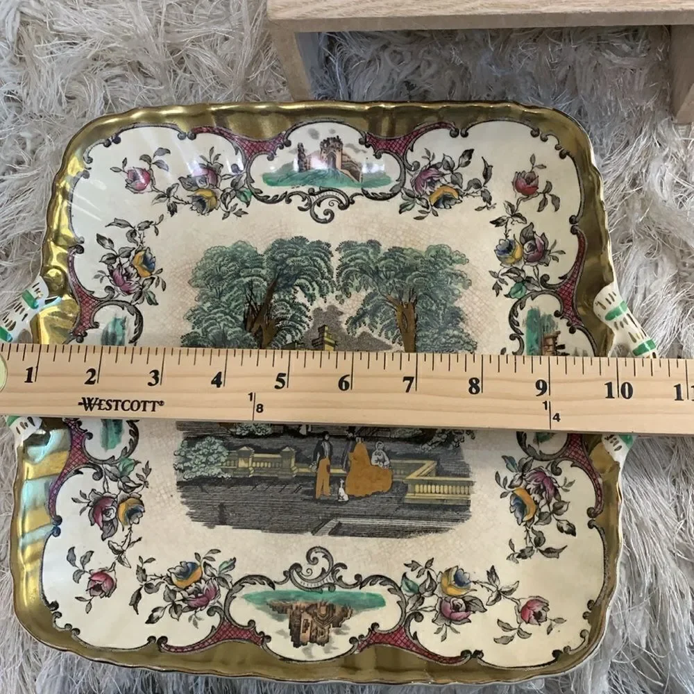 Mason's Ironstone Leeds England  Square Cake Plate With Handles‎ Vintage